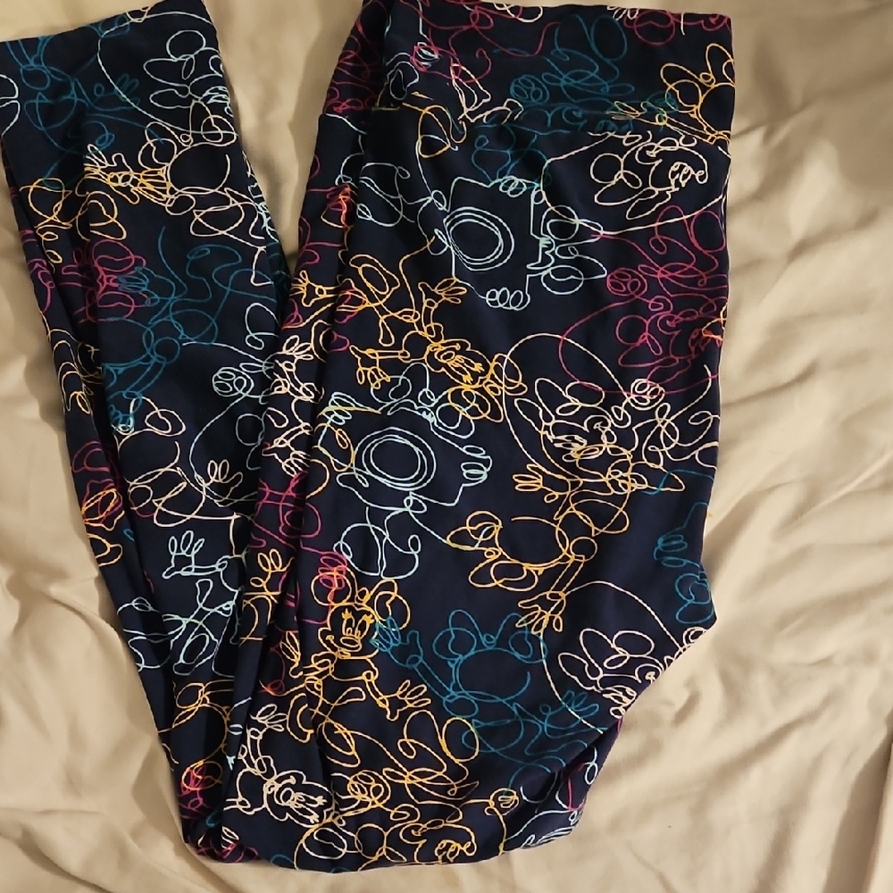 LuLaRoe Women's Disney Leggings with Multicolor Minnie With Camera Doodle Design